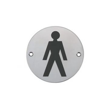 Male WC Sign Polished Stainless Steel
