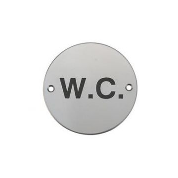WC Toilet Sign Polished Brass Lacquered