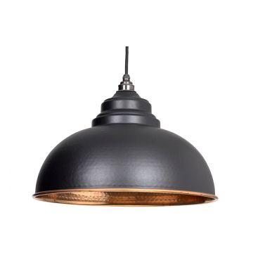 Harborne Lighting Pendant Black and Hammered Copper Standard finish