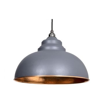 Harborne Lighting Pendant Dark Grey and Hammered Copper Standard finish