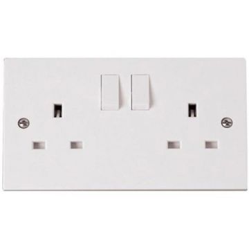 2 Gang 13 amp Switched Socket White