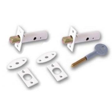 SDS Mortice Security Bolt 60 mm Twin Pack with Key White