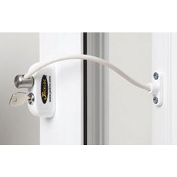 Locking Cable Window Restrictor Brown