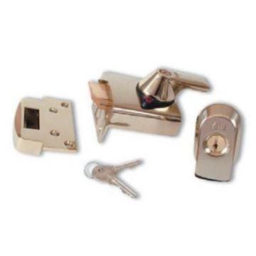 High Security B.S.3621 40 mm Backset Polished Brass Lacquered