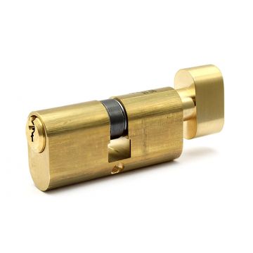 SDS Premium 6 Pin Oval Profile Cylinder Key & Thumbturn 60 mm (Satin Brass Unlacquered)