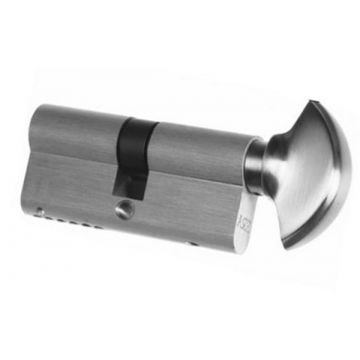 Euro Profile 6 pin Cylinder & Turn 80 mm Satin Chrome Plate