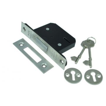 SDS Deadlock 3 Lever 63 mm Satin Brass Lacquered