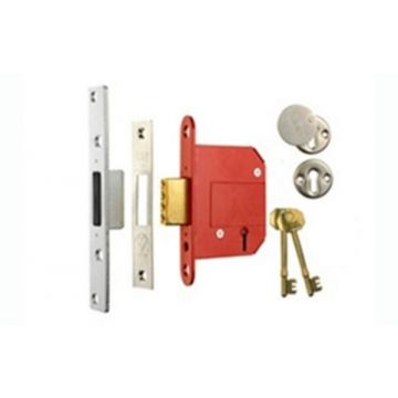 Deadlock 5 Lever 64 mm B.S.3621 Polished Brass Lacquered