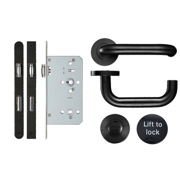 Lift To Lock Din Bathroom Lock Set - Black