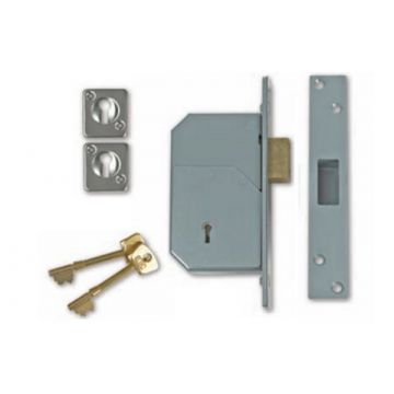 3G110 Security Deadlock 73 mm 5 Detainer Polished Brass Lacquered
