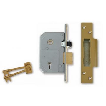 3K74 High Security Sashlock 67 mm 5 Lever B.S. 3621 Polished Brass Lacquered
