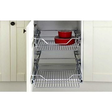 Two Wire Baskets and Runners 600 x 455 mm to suit Cabinet Width 600 mm Standard finish