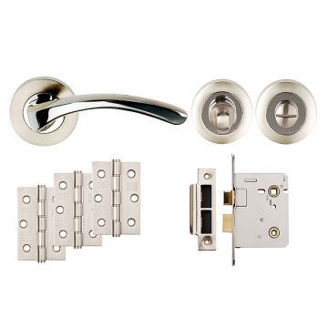 SDS Arc Bathroom Lock Set Polished Chrome & Satin Nickel