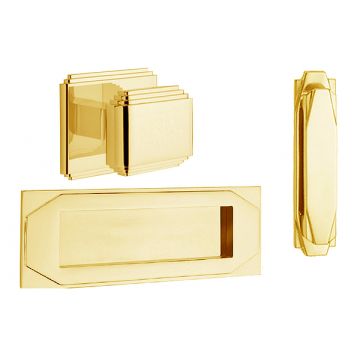 Art Deco Front Door Set  Polished Brass Lacquered