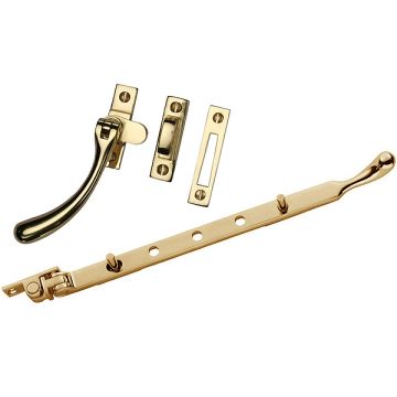 Pear Casement Window Set 254 mm Polished Brass Lacquered