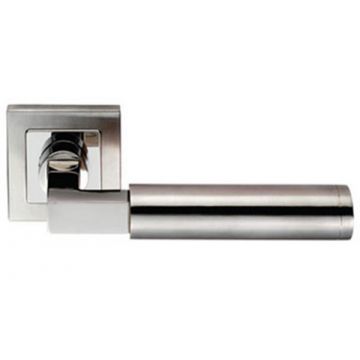 Square Mitred Round Lever Polished & Satin Stainless Steel