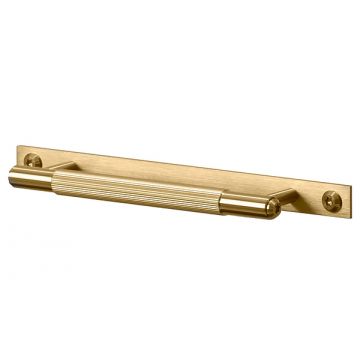 Linear Pull Bar Handle on Plate 190 x 15 mm (Satin Brass Unlacquered)