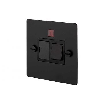 13A Switched Fused Spur Neon Double Pole Matt Black Plate 