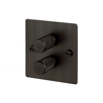 2 Gang Dimmer Light Switch Smoked Bronze Plate 