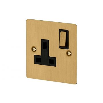 13A 1 Gang Switched Single Socket Satin Brass Plate