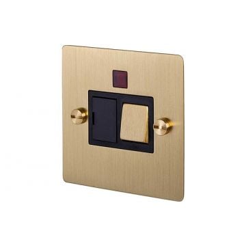 13A Switched Fused Spur Neon Double Pole Satin Brass Plate