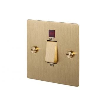 45A 1 Gang Cooker Switch Double Pole Neon Satin Brass Plate