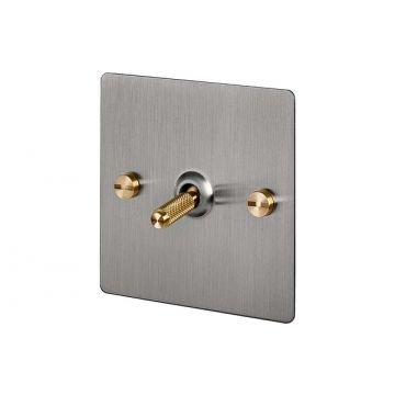 1 Gang Toggle Light Switch Satin Stainless Steel Plate (Satin Brass Unlacquered)