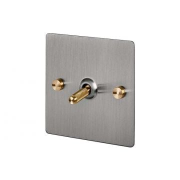 1 Gang Intermediate Toggle Light Switch Satin Stainless Steel Plate (Satin Brass Unlacquered)