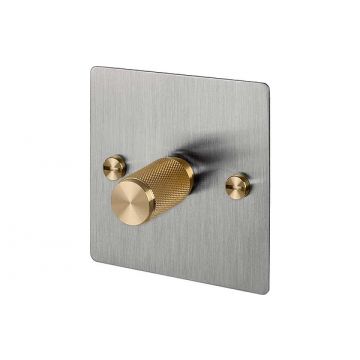 1 Gang Dimmer Light Switch Satin Stainless Steel Plate (Satin Brass Unlacquered)