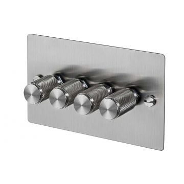 4 Gang Dimmer Light Switch Satin Stainless Steel Plate 