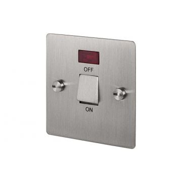 20A 1 Gang Double Pole Light Switch Neon Satin Stainless Steel Plate