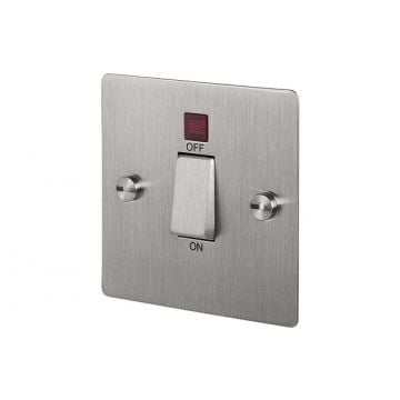 45A 1 Gang Cooker Switch Double Pole Neon Satin Stainless Steel Plate