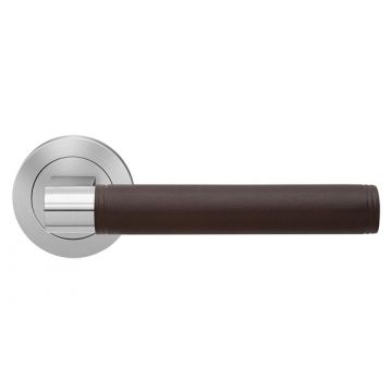 Madeira Leather Round Rose Lever Chocolate Leather & Satin Stainless