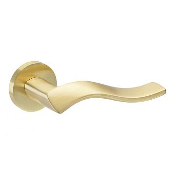 Helice 133 Lever Handle on Round Rose Power Coat Polished Brass