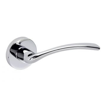 Idea 804 Lever Handle on Round Rose Satin Nickel Plate