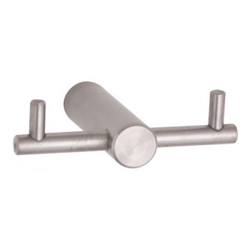 Double Pin Coat Hook Satin Stainless Steel