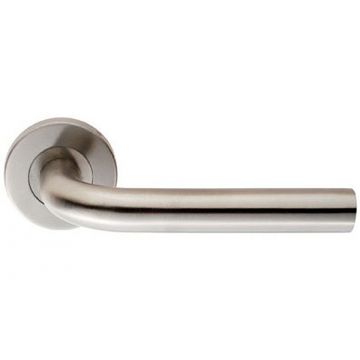 Round Rose Lever 19mm Sprung 8 mm Rose Satin Stainless Steel