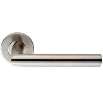Round Rose Lever 19mm Sprung 8 mm Rose Polished Stainless Steel