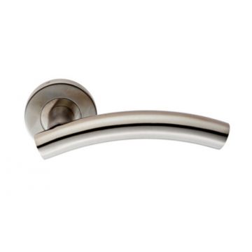 Round Rose Lever 19mm Sprung 8mm Rose Polished Stainless Steel