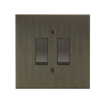 2 Gang Rocker Switch Square Corner Chocolate Bronze Lacquered