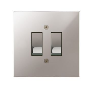 2 Gang Rocker Switch Square Corner Polished Stainless Steel