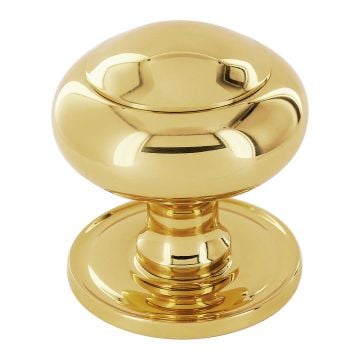 Centre Door Knob 73 mm  Polished Brass Unlacquered