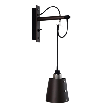 Hooked Large Graphite Shade Wall Light Satin Stainless Steel
