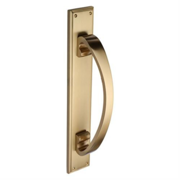 Pull Handle on Plate 460 x 76 mm Brushed Antique Brass Lacquered