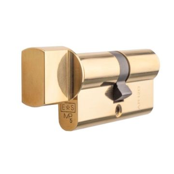 Euro Profile 10 pin Cylinder & Turn 64 mm Polished Brass Lacquered