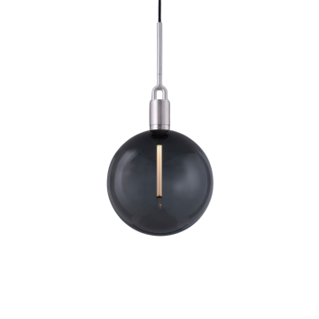 Forked Pendant Large Smoked Globe Satin Stainless Steel