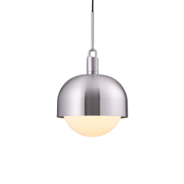 Forked Pendant Large Shade Opal Globe Satin Stainless Steel