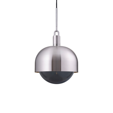 Forked Pendant Large Shade Smoked Globe Satin Stainless Steel