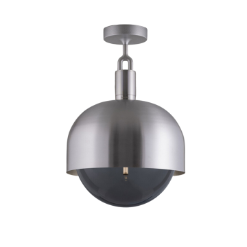 Forked Ceiling Large Shade Smoked Globe Satin Stainless Steel